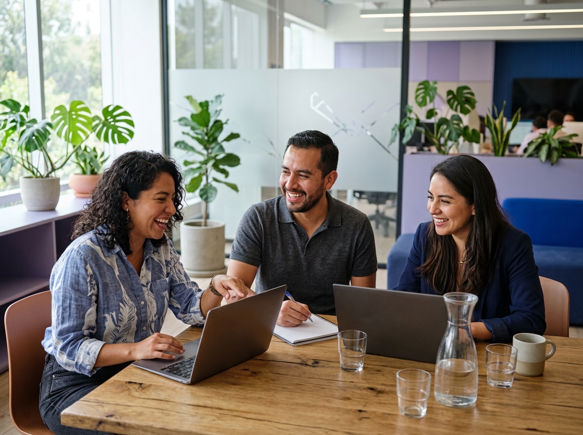 Equipo trabajando con su correo empresarial